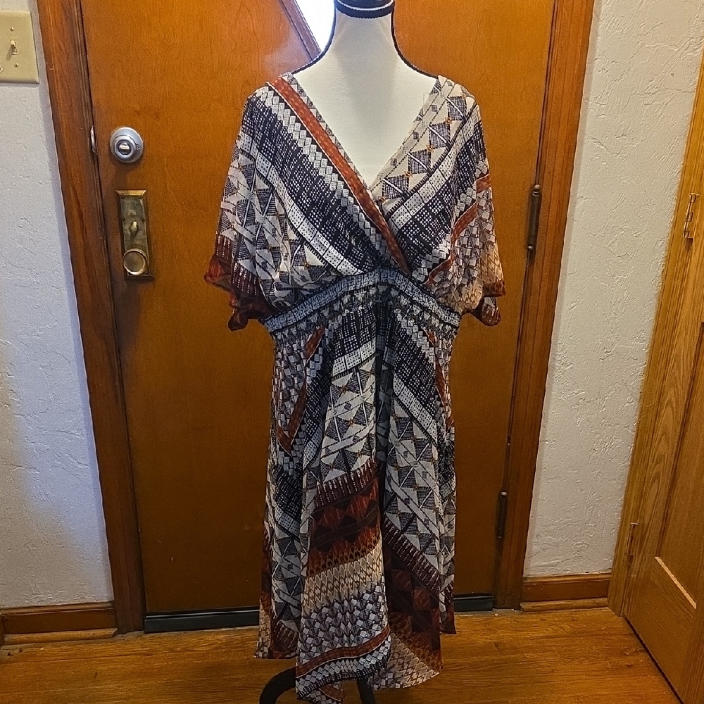 Asymmetrical Geometric Print Dress